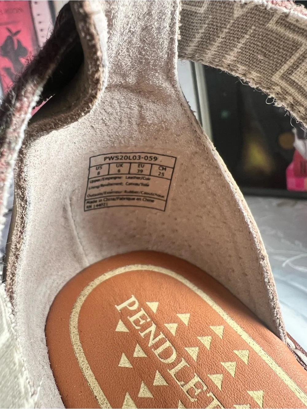 Pendleton Tan and Brown Crisscross Wedge Sandals